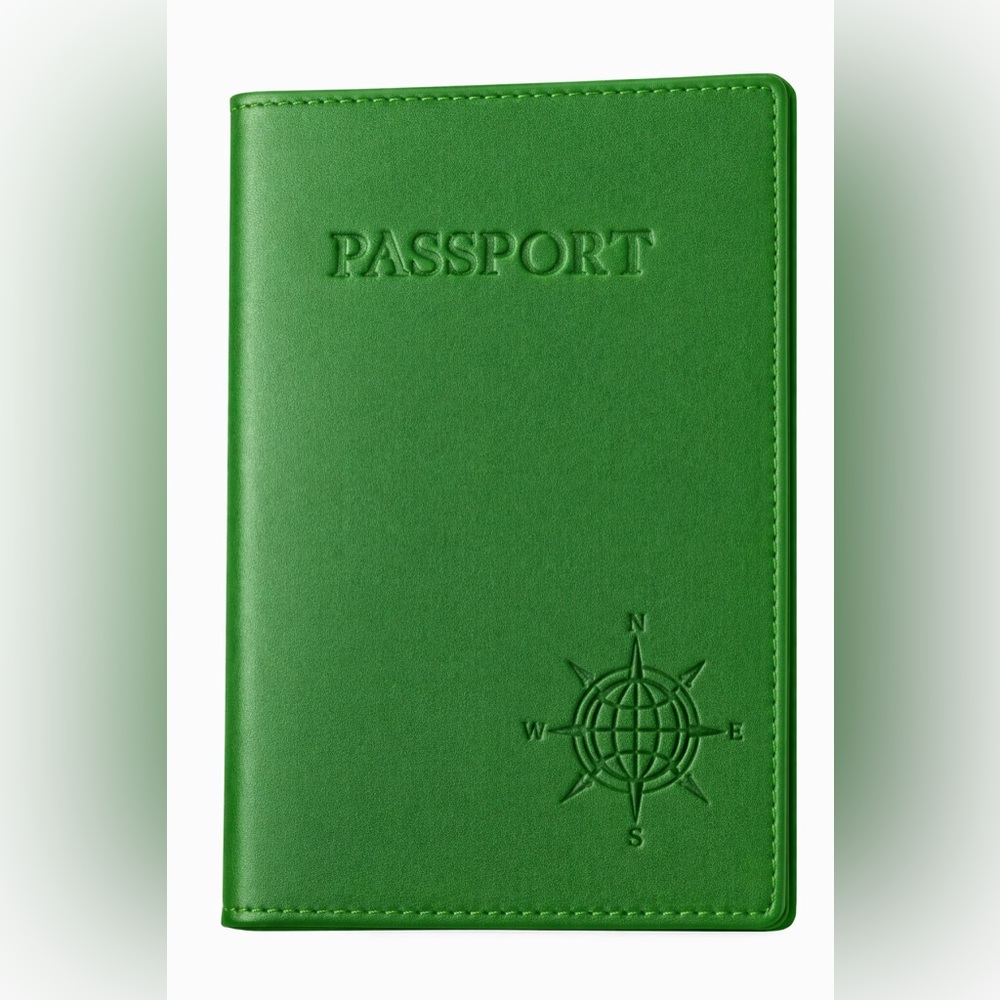 NEW Embossed Nappa Leather Passport Cover - Green